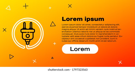 Line Electric Plug Symbol einzeln auf gelbem Hintergrund. Konzept des Anschlusses und des Abbaus des Stroms. Farbiges Rahmenkonzept. Vektorgrafik