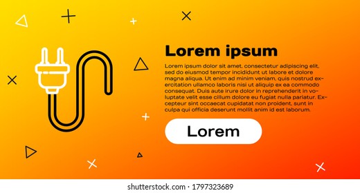 Line Electric plug icon isolated on yellow background. Concept of connection and disconnection of the electricity. Colorful outline concept. Vector Illustration