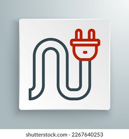 Line Electric Plug Symbol einzeln auf weißem Hintergrund. Konzept des Anschlusses und des Abbaus des Stroms. Farbiges Rahmenkonzept. Vektorgrafik