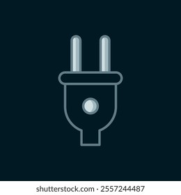 Line Electric plug icon isolated on black background. Concept of connection and disconnection of the electricity. Flat filled outline style with shadow. Vector
