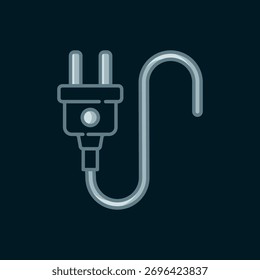 Line Electric plug icon isolated on black background. Concept of connection and disconnection of the electricity. Flat filled outline style with shadow. Vector