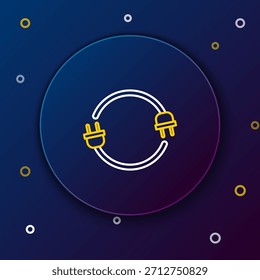 Icono de enchufe eléctrico aislado sobre fondo azul. Concepto de conexión y desconexión de la electricidad. Concepto de contorno colorido. Vector