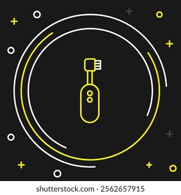 Line Electric toothbrush icon isolated on black background. Colorful outline concept. Vector