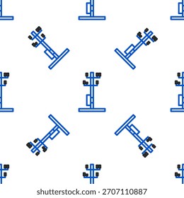 Línea Torre eléctrica utilizada para la Asistencia de un icono de línea eléctrica aérea aislado sin patrón sobre fondo blanco. Línea de poste de alta tensión. Concepto de contorno colorido. Vector