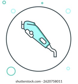 Line Electrical hair clipper or shaver icon isolated on white background. Barbershop symbol. Colorful outline concept. Vector