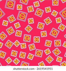 Line Electrical outlet icon isolated seamless pattern on red background. Power socket. Rosette symbol.  Vector