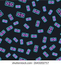 Line Electrical outlet icon isolated seamless pattern on black background. Power socket. Rosette symbol.  Vector Illustration