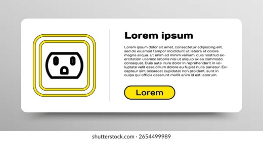 Línea Toma de corriente eléctrica en el icono de EE.UU. aislado en el fondo blanco. Toma de corriente. Concepto de contorno colorido. Vector