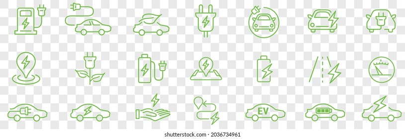 Line Electro Car Icons vector