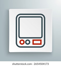 Icono Electrónica de la línea de las escalas del café aislado en el fondo blanco. Equipo de medición de peso. Concepto de contorno colorido. Vector
