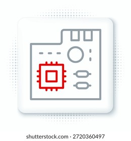 Línea de componentes de computadora Electrónica placa base chip digital integrado icono de ciencia aislado sobre fondo blanco. Placa de circuito. Concepto de contorno colorido. Vector