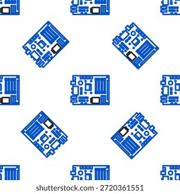 Línea de componentes de computadora Electrónica placa base chip digital integrado icono de ciencia aislado patrón transparente sobre fondo blanco. Placa de circuito. Concepto de contorno colorido. Vector