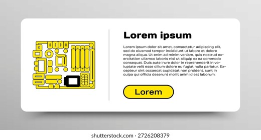 Line Electronic computer components motherboard digital chip integrated science icon isolated on white background. Circuit board. Colorful outline concept. Vector