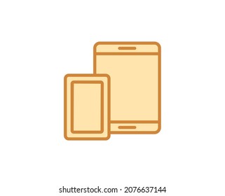 Icono de dispositivos electrónicos de línea aislado en fondo blanco. Símbolo de esquema para diseño de sitio web, aplicación móvil, ui. Pictograma electrónico. Ilustración vectorial, с editorial k. 