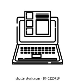 line electronic laptop with business document information