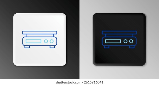 Line Electronic scales icon isolated on grey background. Weight measure equipment. Colorful outline concept. Vector