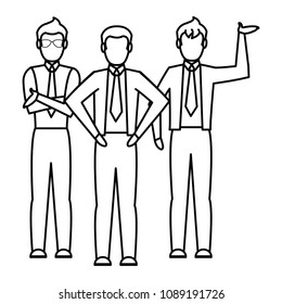 line elegant businessmen corporate teamwork process