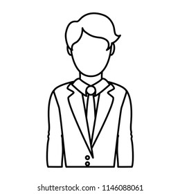 line elegant man with nice clothes and hairstyle