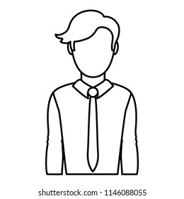 line elegant man with tie and short hairstyle