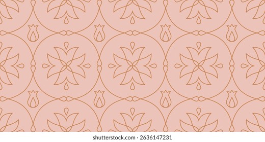 Line elegant thin grid minimalist seamless pattern. Boho style retro vector background.