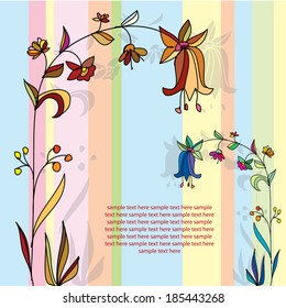  line the element of striped children's background with flowers bells and text