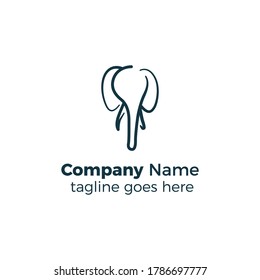 línea elefante logotipo diseño icono ilustración vector línea simple