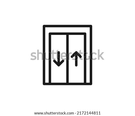 Line elevator icon isolated on white background. Outline symbol for website design, mobile application, ui. Real estate pictogram. Vector illustration, editorial stroсk. 