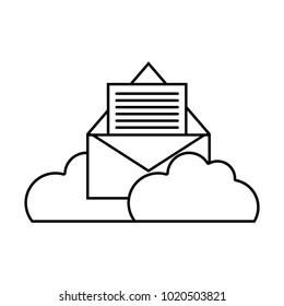 line e-mail letter with document information and clouds