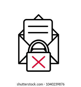 line e-mail letter message with padlock bad security