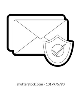 line e-mail letter message with security shield