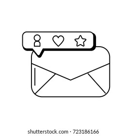 line e-mail message and bar chat bubble