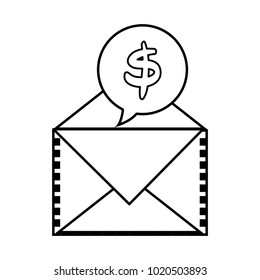line e-mail text message and chat bubble with dollar symbol
