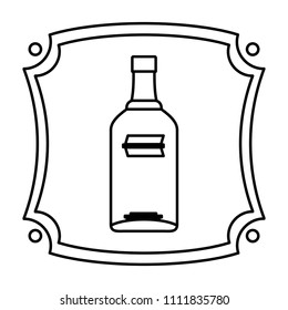 line emblem with vodka liquor bottle beverage