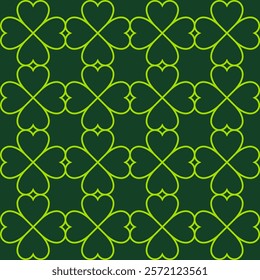 line emerald clover love heart seamless pattern design vector