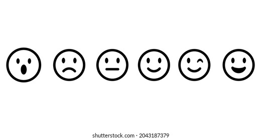 Juego de iconos de vectores de la cara de emoción de línea