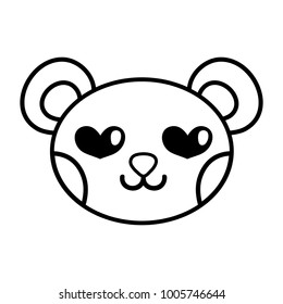 line enamored bear head cute animal