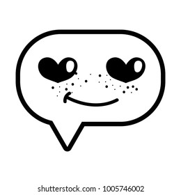 line enamored chat bubble kawaii cartoon