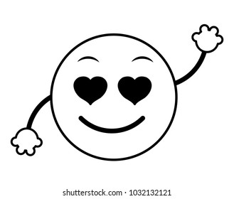 line enamored emoji face expression with arms