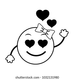 line enamored female emoji face with arms