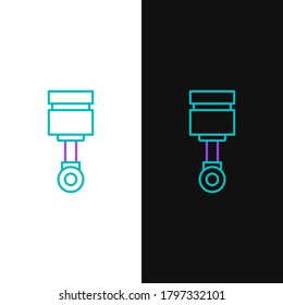 Line Engine piston icon isolated on white and black background. Car engine piston sign. Colorful outline concept. Vector