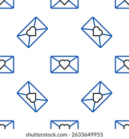 Line Envelope with 8 March icon isolated seamless pattern on white background. Message love. Letter love and romance. International Happy Women Day. Colorful outline concept. Vector