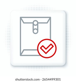 Zeilenumbruch und Häkchensymbol einzeln auf weißem Hintergrund. Erfolgreiche E-Mail-Zustellung, Bestätigung der E-Mail-Zustellung. Farbiges Umrisskonzept Vektorgrafik