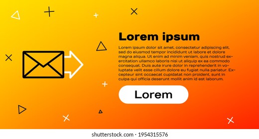 Icono de Sobre de línea aislado en fondo amarillo. Símbolo de la carta de correo electrónico. Concepto de esquema colorido. Ilustración vectorial