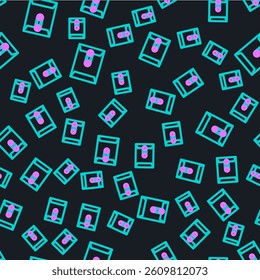 Line Envelope icon isolated seamless pattern on black background. Email message letter symbol.  Vector Illustration