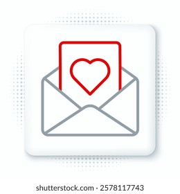 Line Envelope with Valentine heart icon isolated on white background. Message love. Letter love and romance. Colorful outline concept. Vector