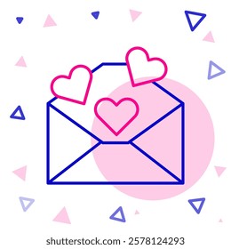 Line Envelope with Valentine heart icon isolated on white background. Message love. Letter love and romance. Colorful outline concept. Vector