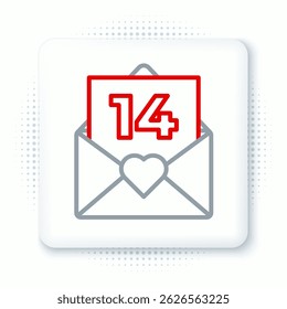 Line Envelope with Valentine heart icon isolated on white background. Message love. Letter love and romance. Colorful outline concept. Vector
