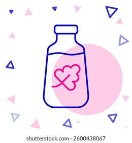 Line Essential oil bottle icon isolated on white background. Organic aromatherapy essence. Skin care serum glass drop package. Colorful outline concept. Vector