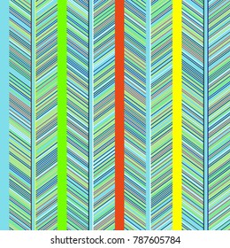 Line Ethnic. Geometric Pattern in Ethnic Style. Stylized Feathers. Line Ethnic for Wallpaper, Textures, Textiles, Fabrics, Surface Textures, Wrapping Paper. Straight Lines Colorful Background. Funny.