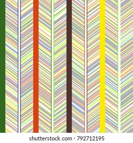 Line Ethnic. Geometric Pattern in Ethnic Style. Stylized Feathers. Line Ethnic for Wallpaper, Textures, Textiles, Fabrics, Surface Textures, Wrapping Paper. Straight Lines Colorful Background. Funny.